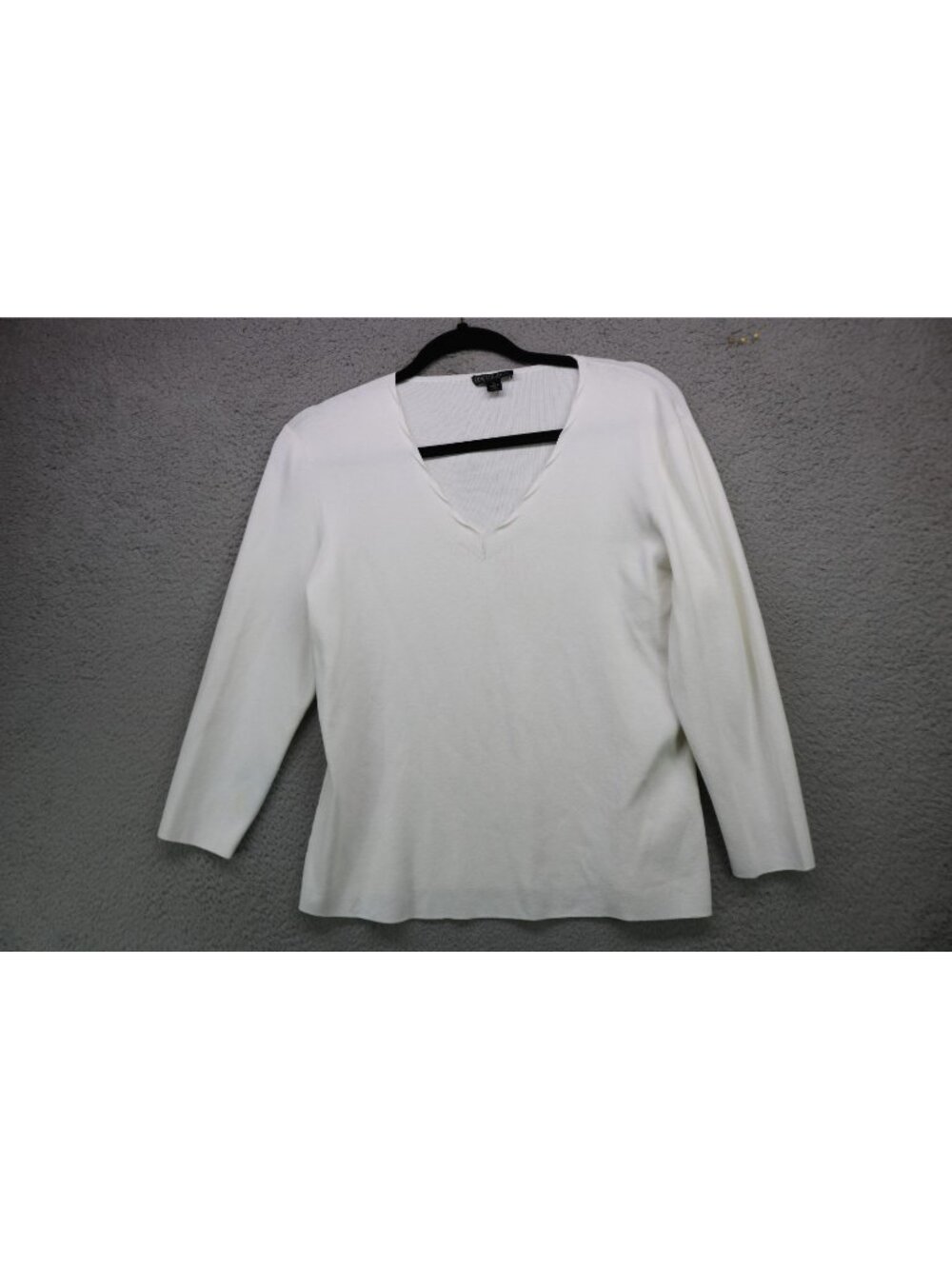 Lafayette 148 Ivory Scalloped Neckline Sweater-Large-Minimalist-Preppy-Old Money